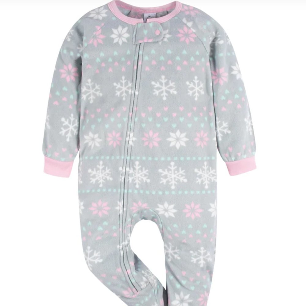 Gerber Fair Isle Snowflake Girl 4T Fleece Blanket Sleeper Pajamas NWT